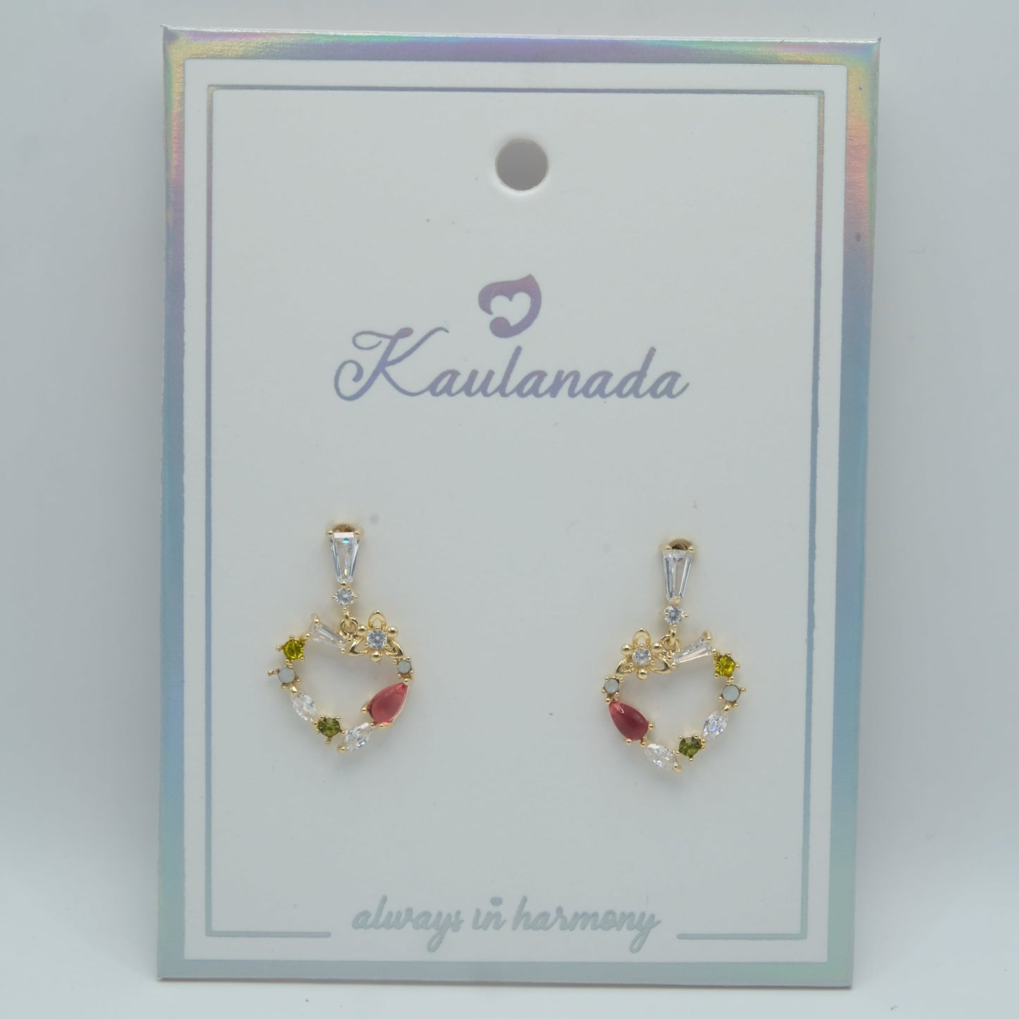 Multicolor Gemstone Dangle Earrings - Gold Plated with Sterling Silver Posts & Crystal Rhinestone Fittings | Anting Dangle Gantung Wanita