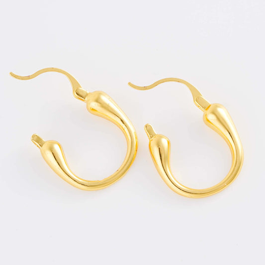 Modern Curve Gold/Silver Hoop Earrings - Gold/Silver Plated Sleek Design - Sterling Silver Posts | Anting Hoop Wanita