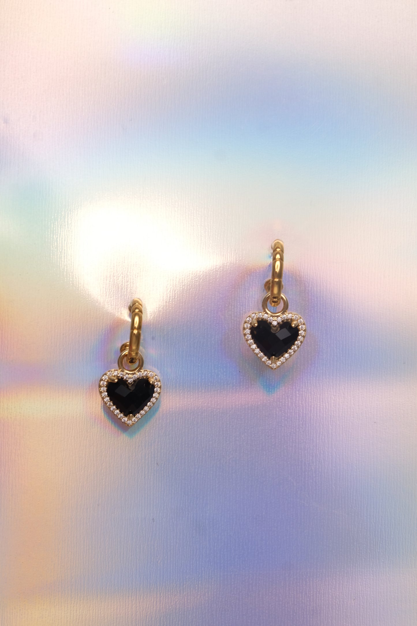 18K Gold Plated Elegant Heart Shape Drop Earrings with 925 Silver Sterling Posts | Anting Drop Gantung Wanita