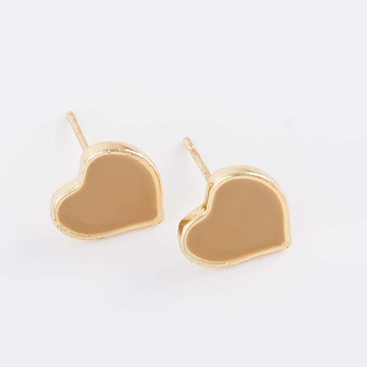 Heart-Shaped Stud Earrings - Gold Plated with Sterling Silver Posts | Anting Stud Wanita