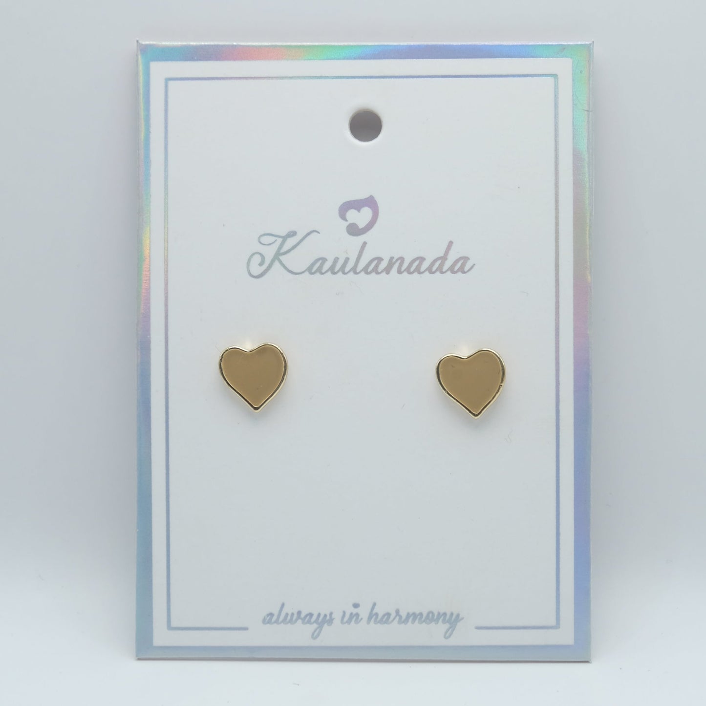 Heart-Shaped Stud Earrings - Gold Plated with Sterling Silver Posts | Anting Stud Wanita