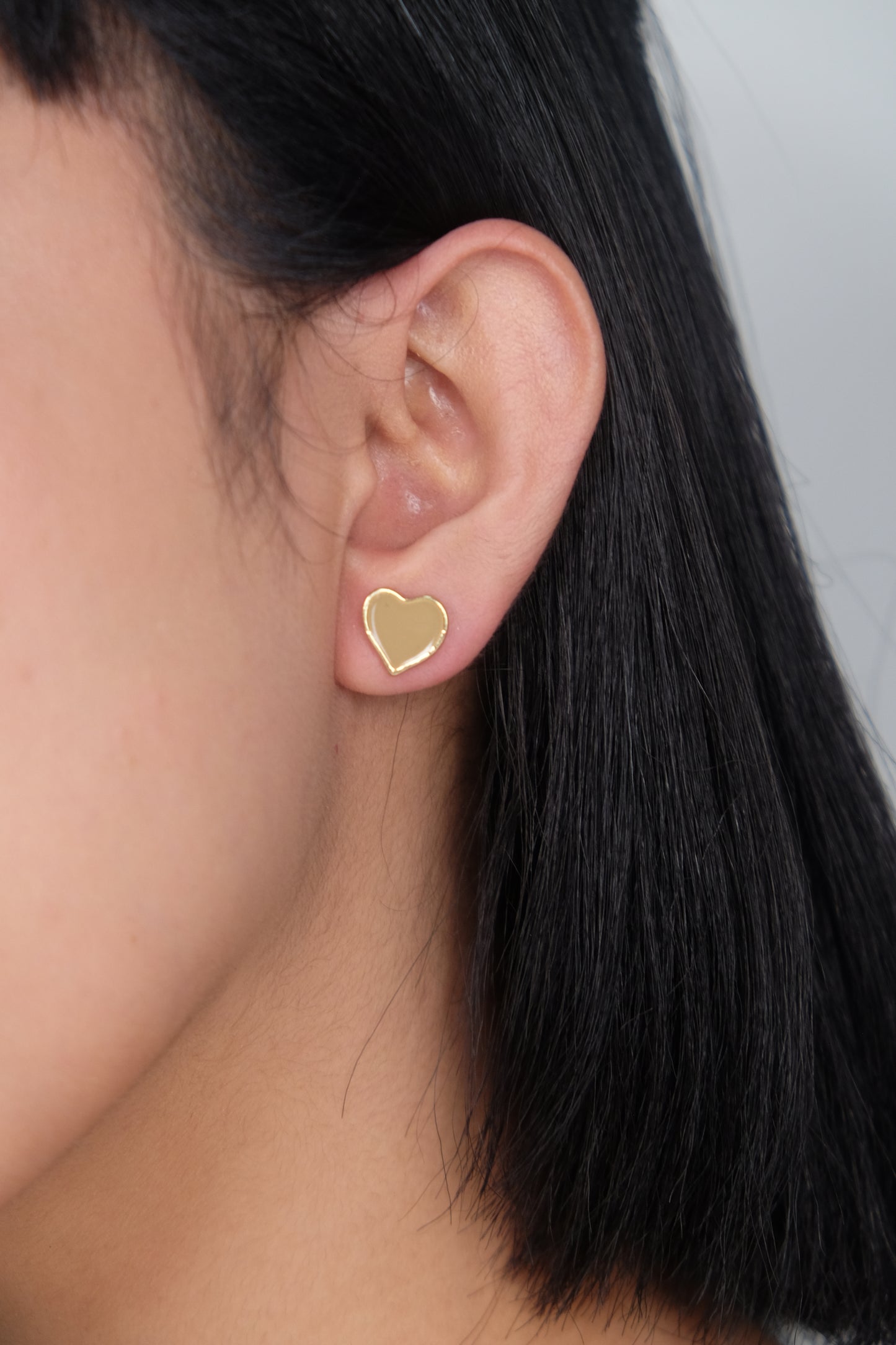 Heart-Shaped Stud Earrings - Gold Plated with Sterling Silver Posts | Anting Stud Wanita