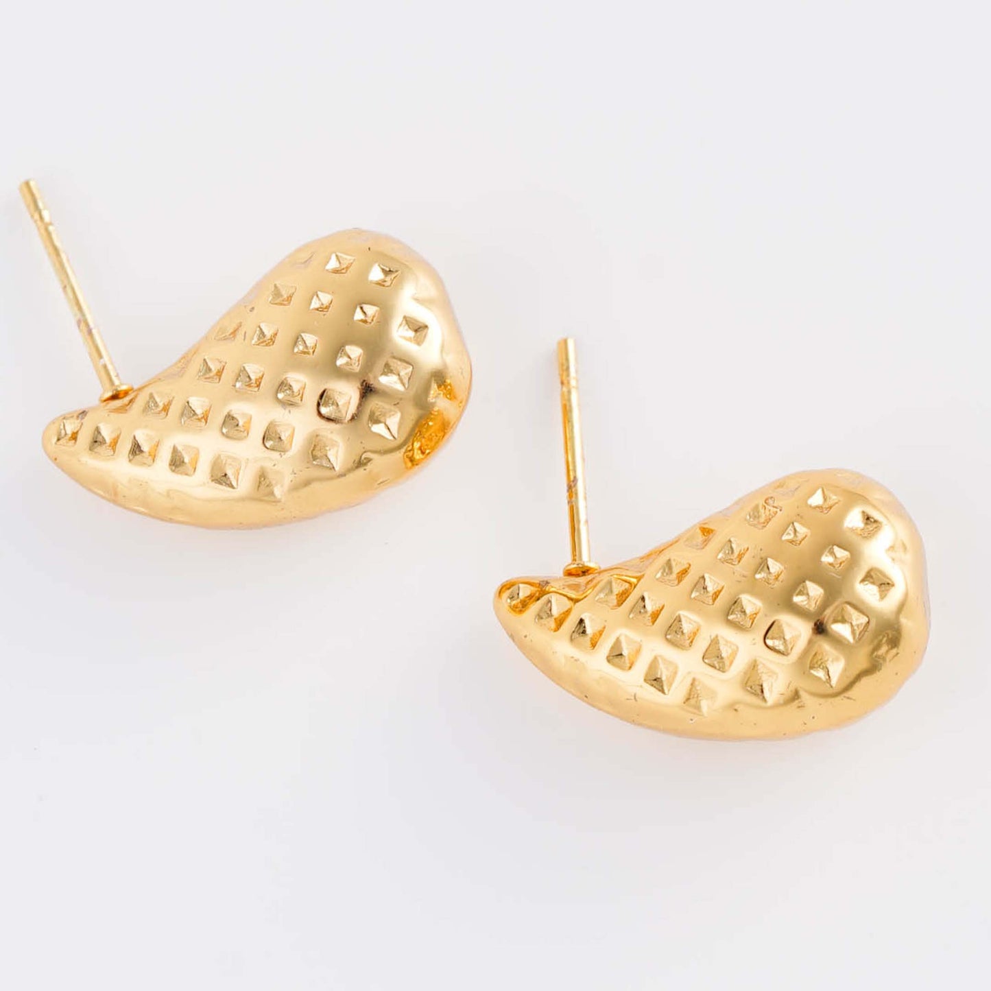 Textured Raindrop Drop Earrings - Gold Plated with Sterling Silver Posts | Anting Drop Wanita