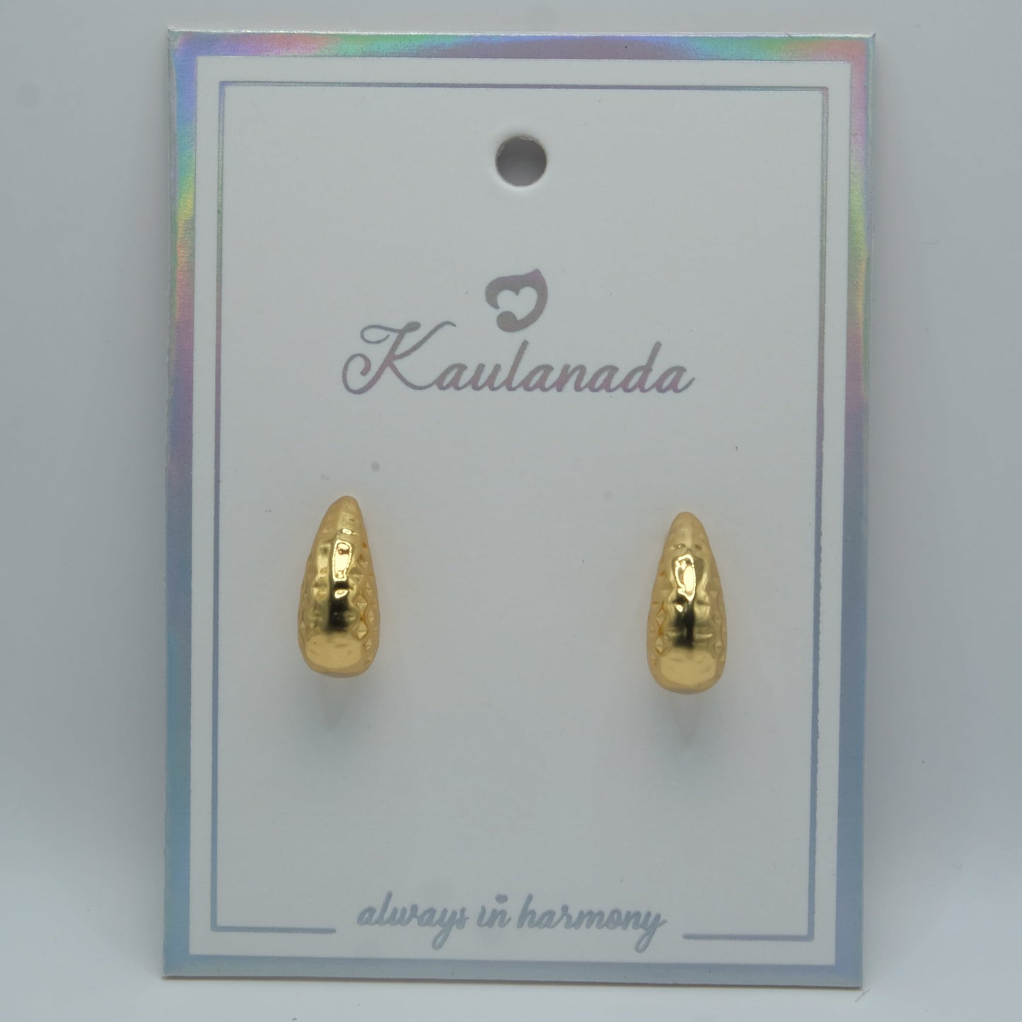 Textured Raindrop Drop Earrings - Gold Plated with Sterling Silver Posts | Anting Drop Wanita