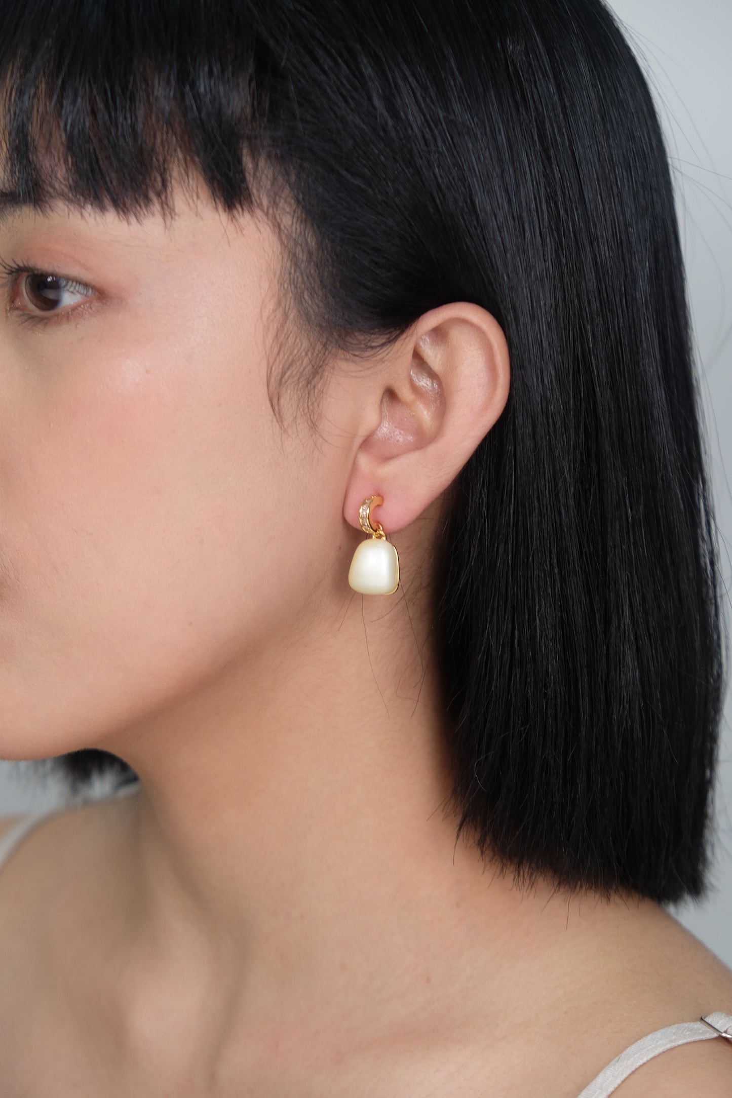 Ivory Dangle Earrings - Gold Plated with Sterling Silver Posts | Anting Gantung Dangle Wanita