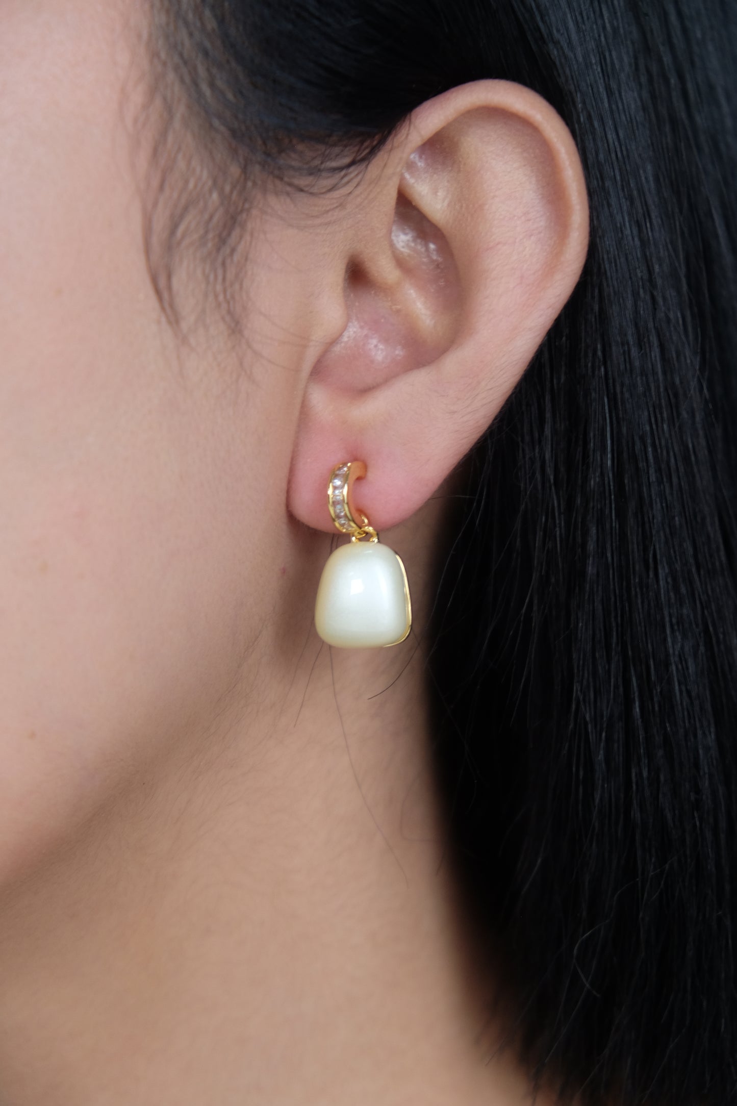 Ivory Dangle Earrings - Gold Plated with Sterling Silver Posts | Anting Gantung Dangle Wanita