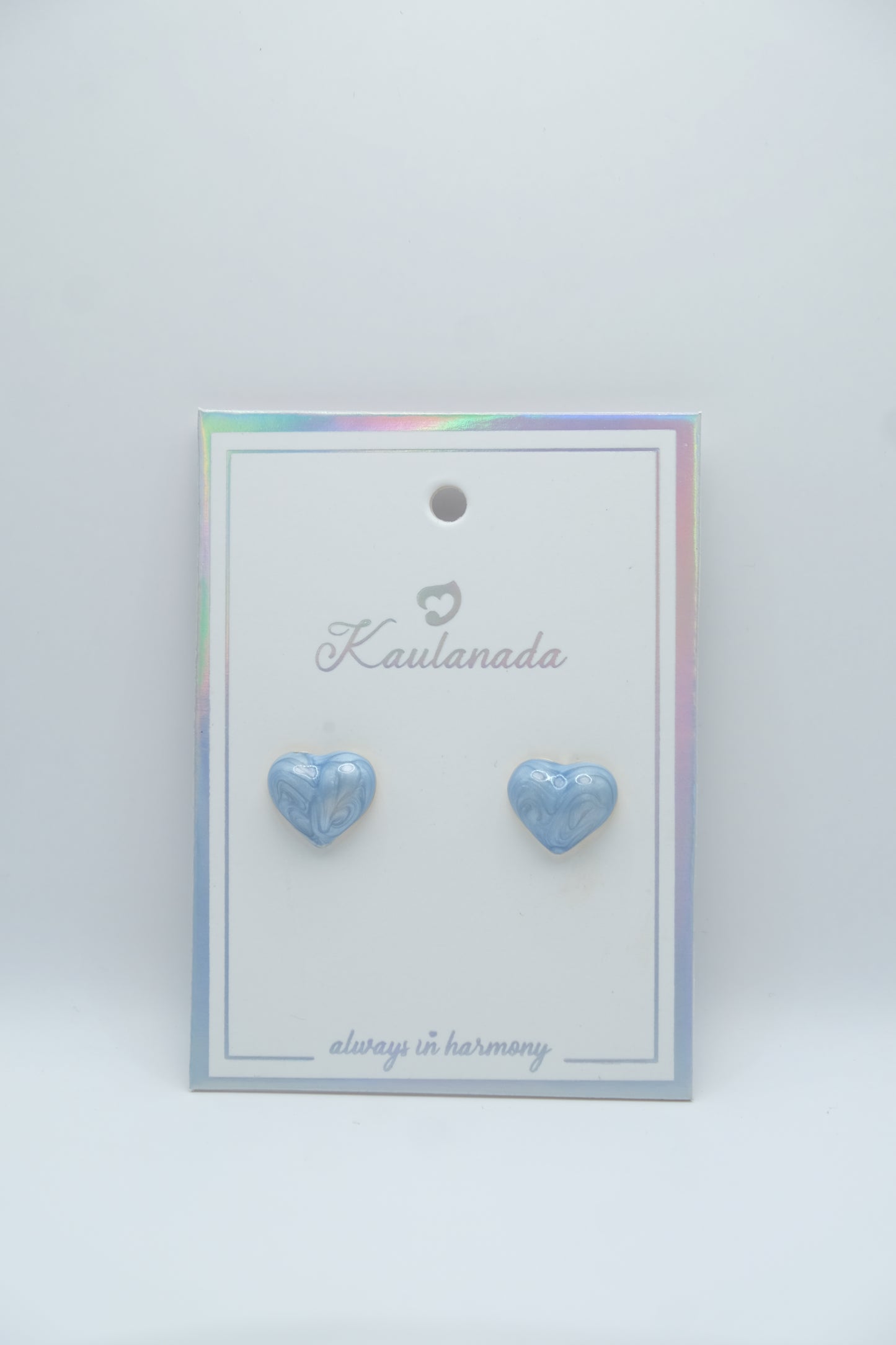 Heart-Shaped Marble Stud Earrings - Gold Plated with Sterling Silver Posts | Anting Stud Wanita