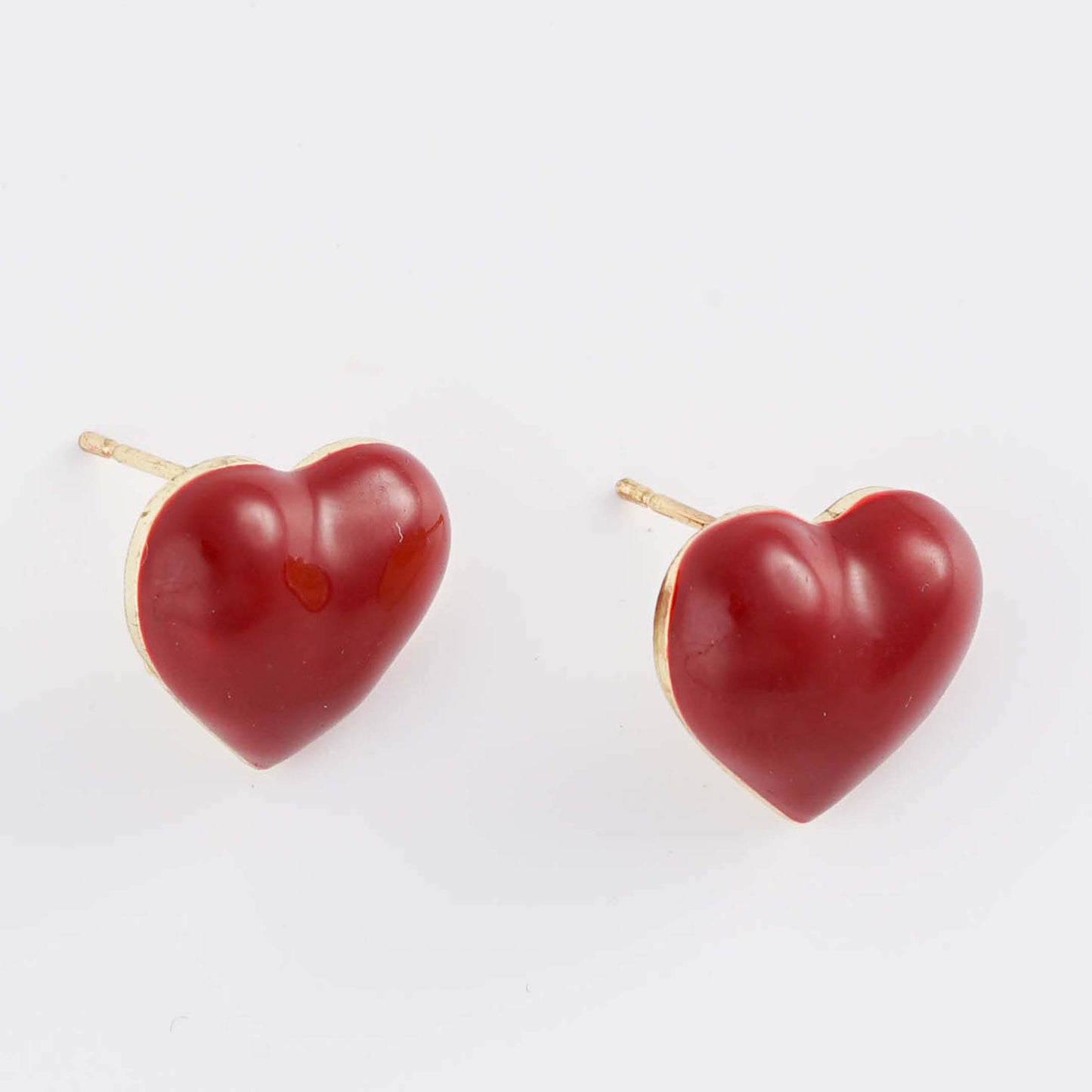 Heart-Shaped Marble Stud Earrings - Gold Plated with Sterling Silver Posts | Anting Stud Wanita