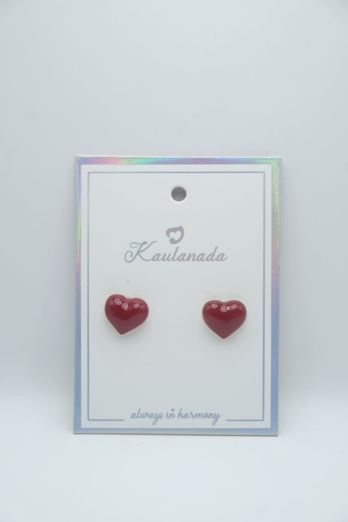 Heart-Shaped Marble Stud Earrings - Gold Plated with Sterling Silver Posts | Anting Stud Wanita