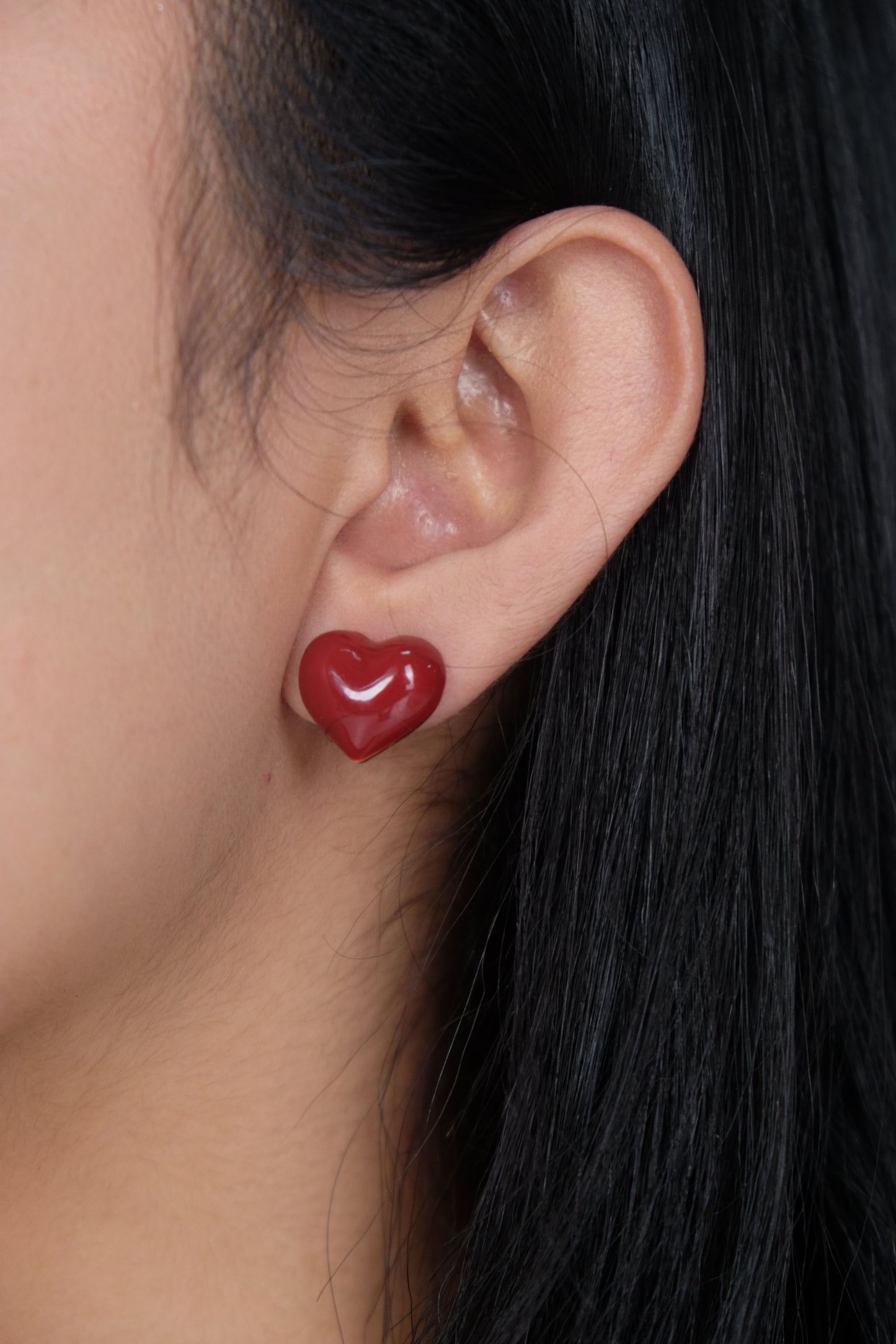 Heart-Shaped Marble Stud Earrings - Gold Plated with Sterling Silver Posts | Anting Stud Wanita