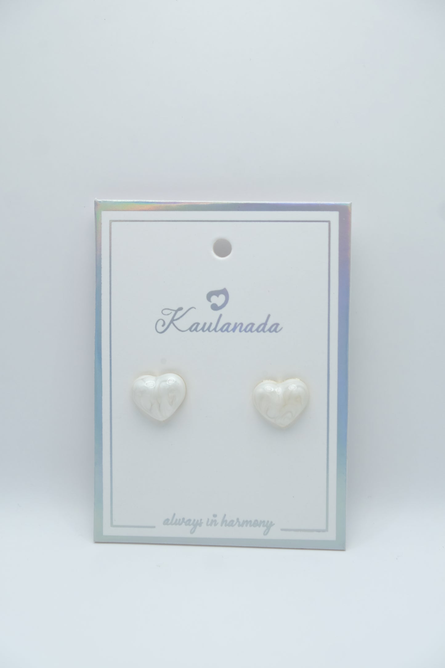 Heart-Shaped Marble Stud Earrings - Gold Plated with Sterling Silver Posts | Anting Stud Wanita