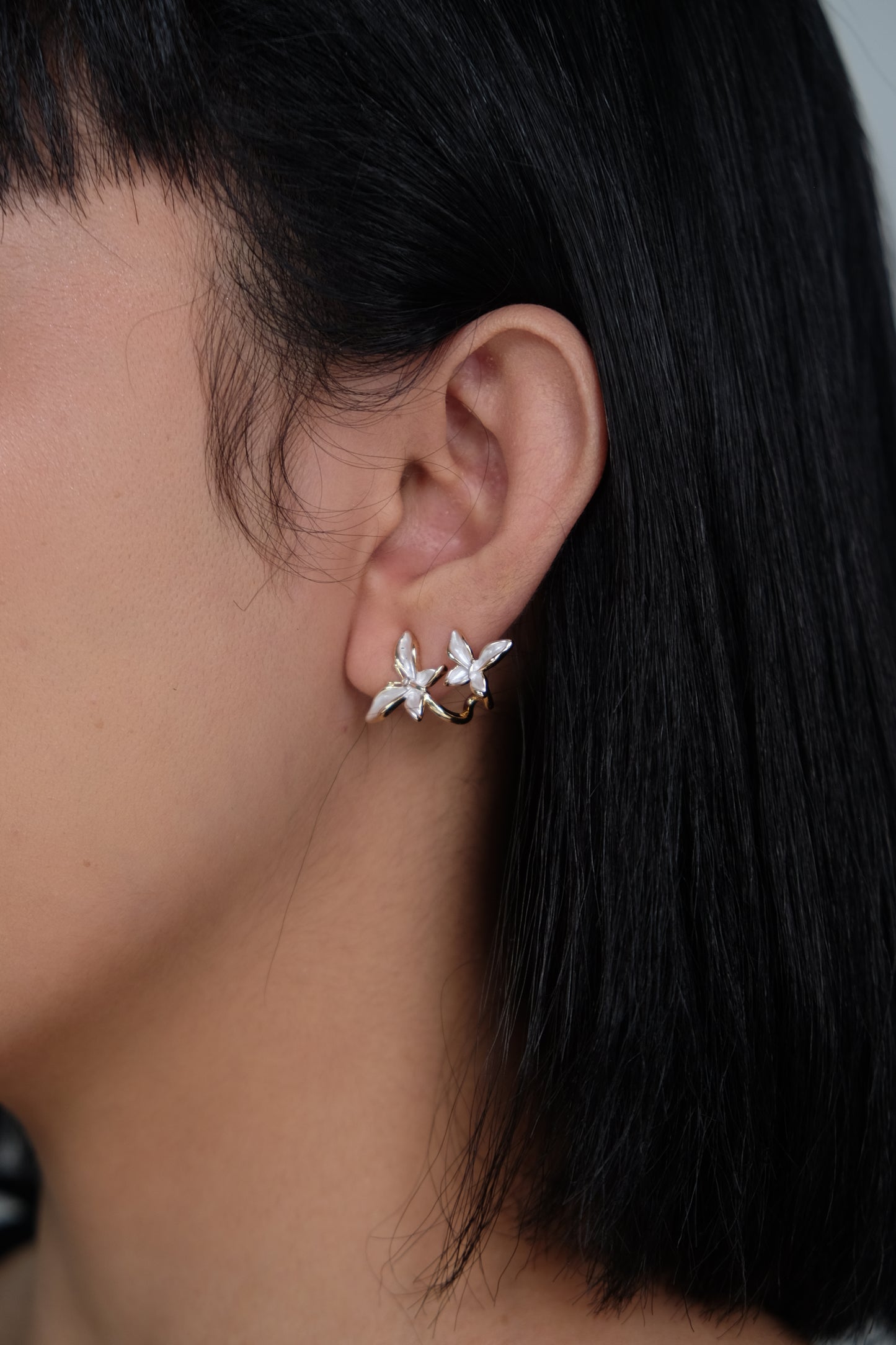 Butterfly-Shaped Huggie Earrings - Gold Plated with Sterling Silver Posts | Anting Huggie Wanita