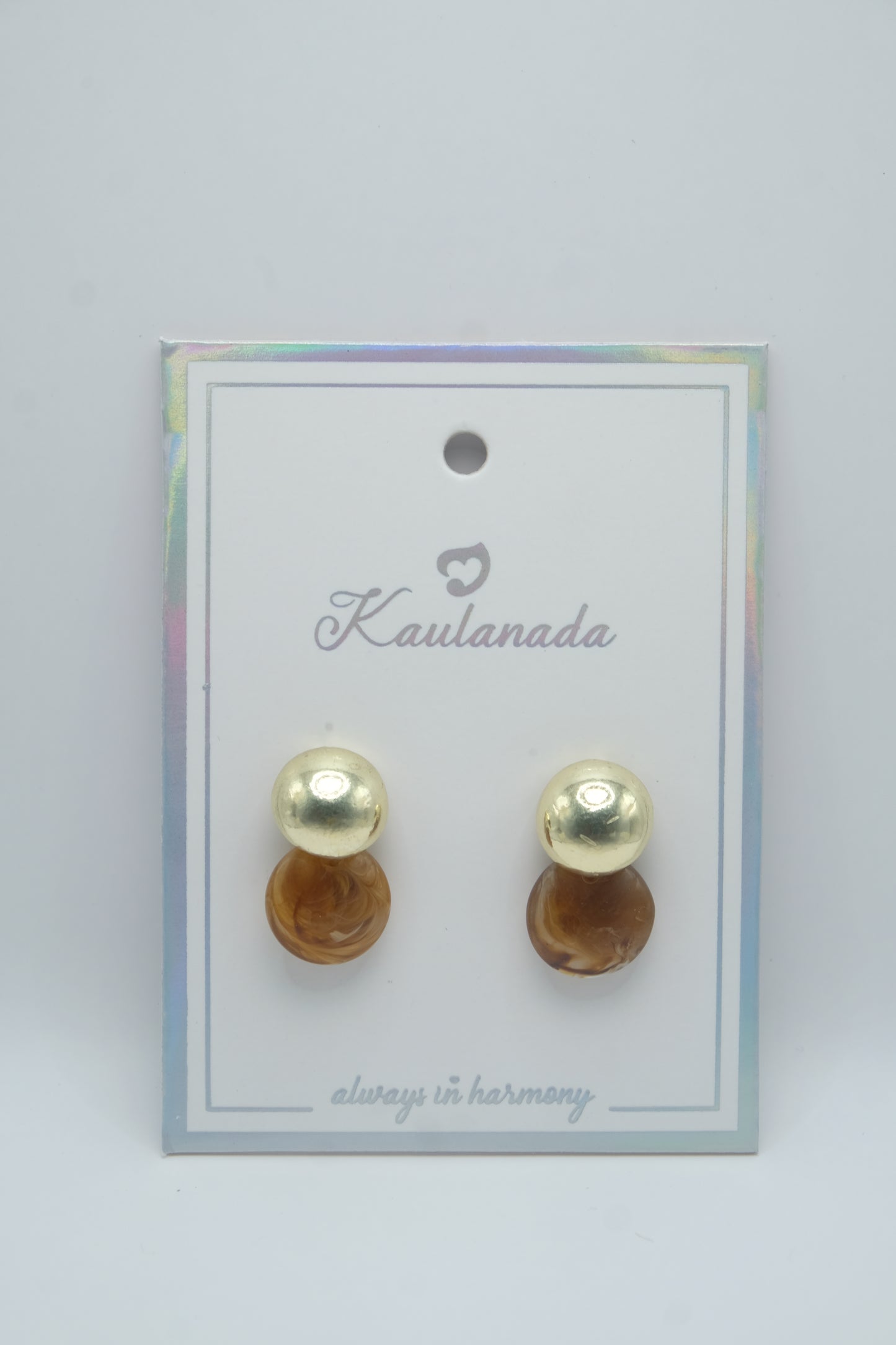 Double Sphere Stud Earrings - Gold Plated with Sterling Silver Posts | Anting Stud Wanita