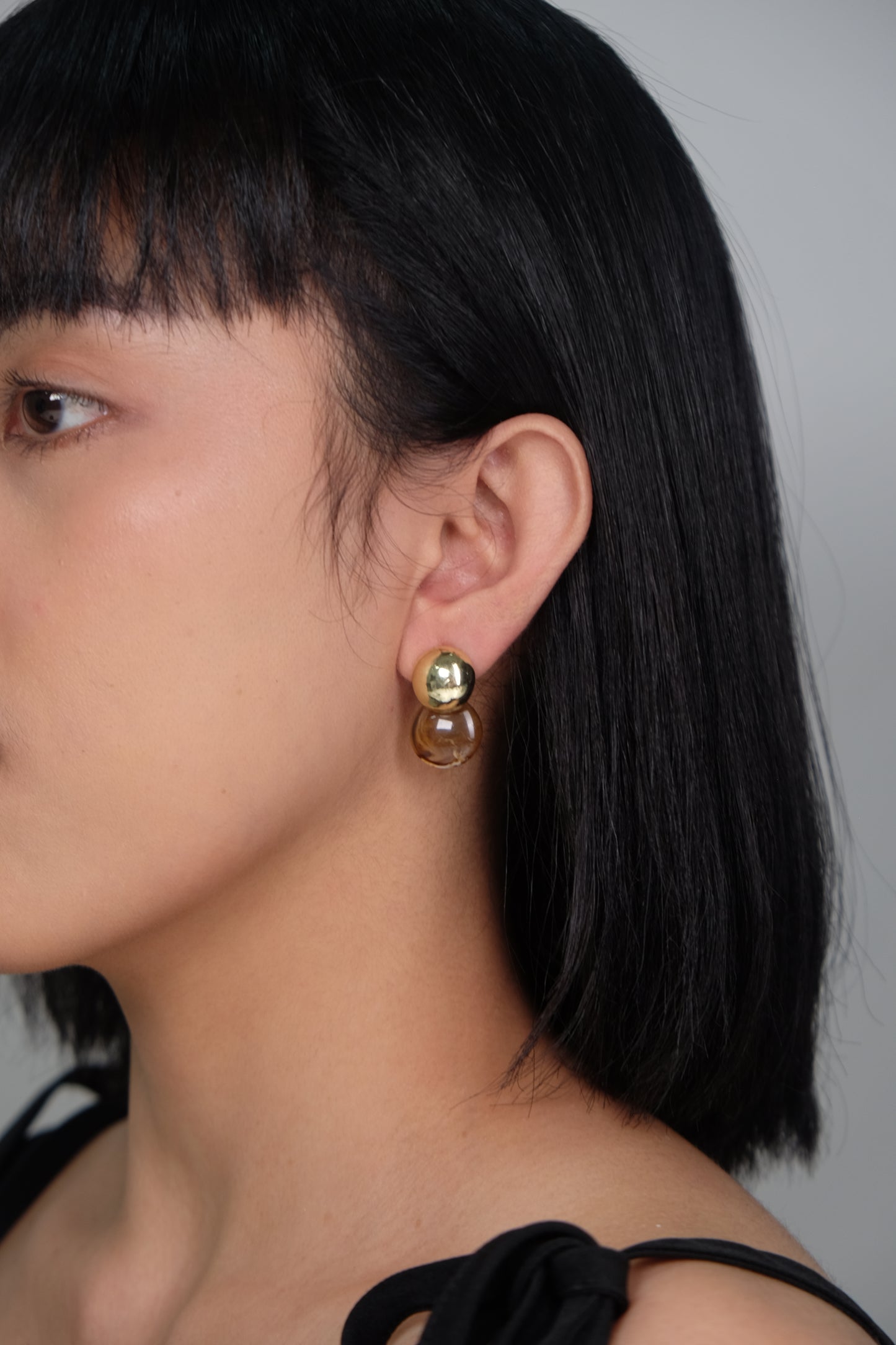 Double Sphere Stud Earrings - Gold Plated with Sterling Silver Posts | Anting Stud Wanita