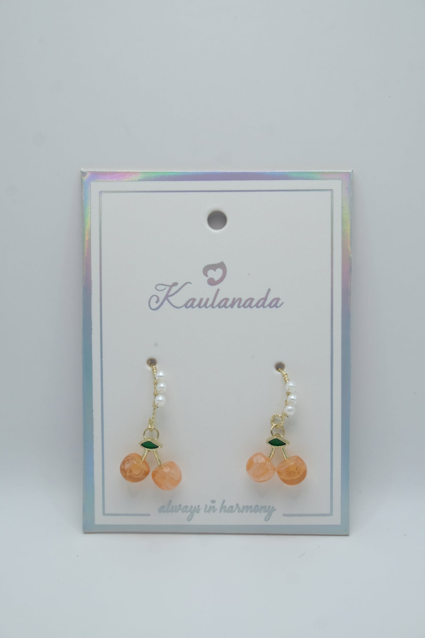 Cherry-Themed Dangle Earrings - Gold Plated with Sterling Silver Posts | Anting Gantung Wanita Dangle