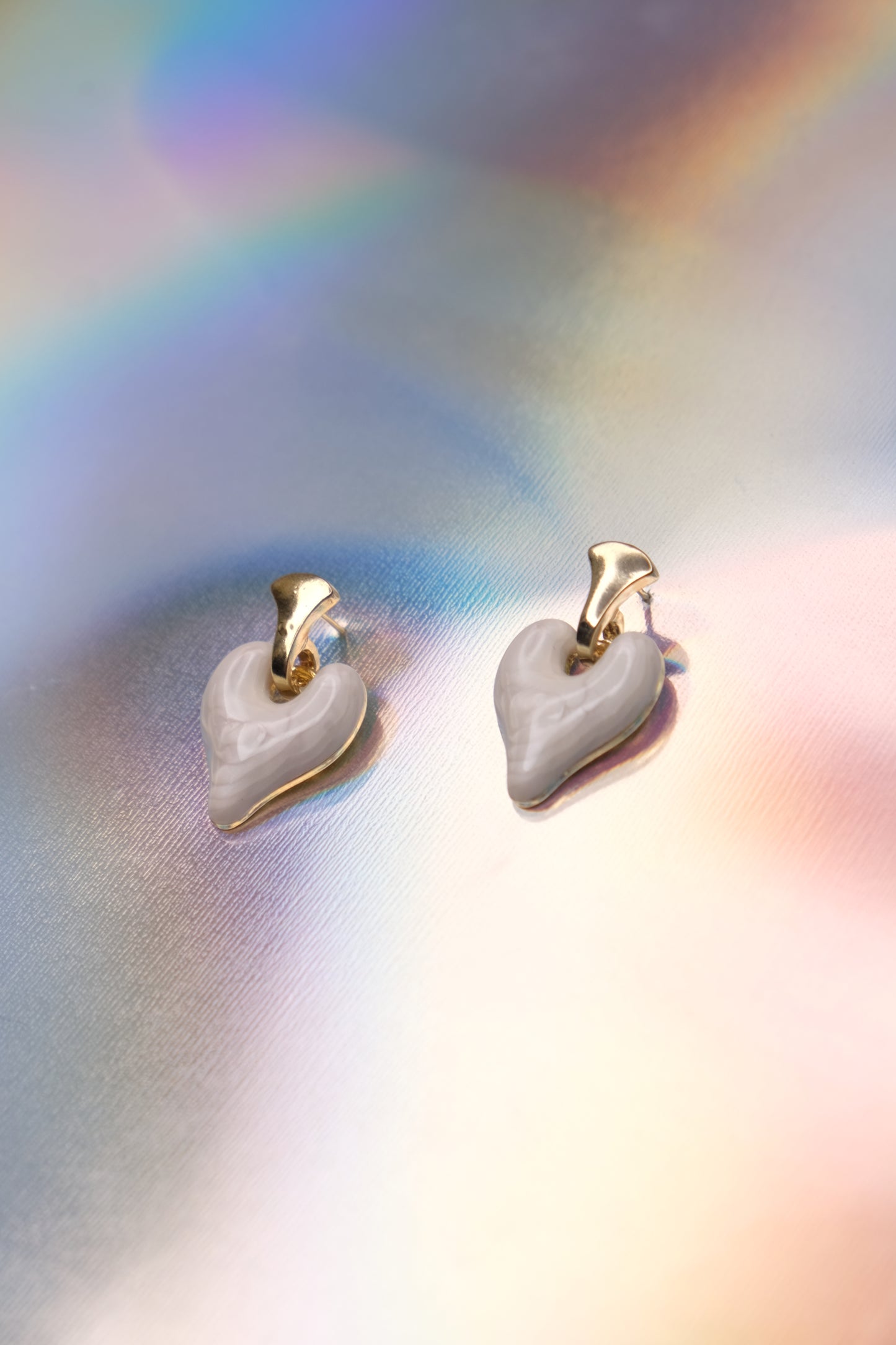 Gold Plated Drop Heart Earrings with Sterling Silver Posts | Anting Drop Gantung Wanita