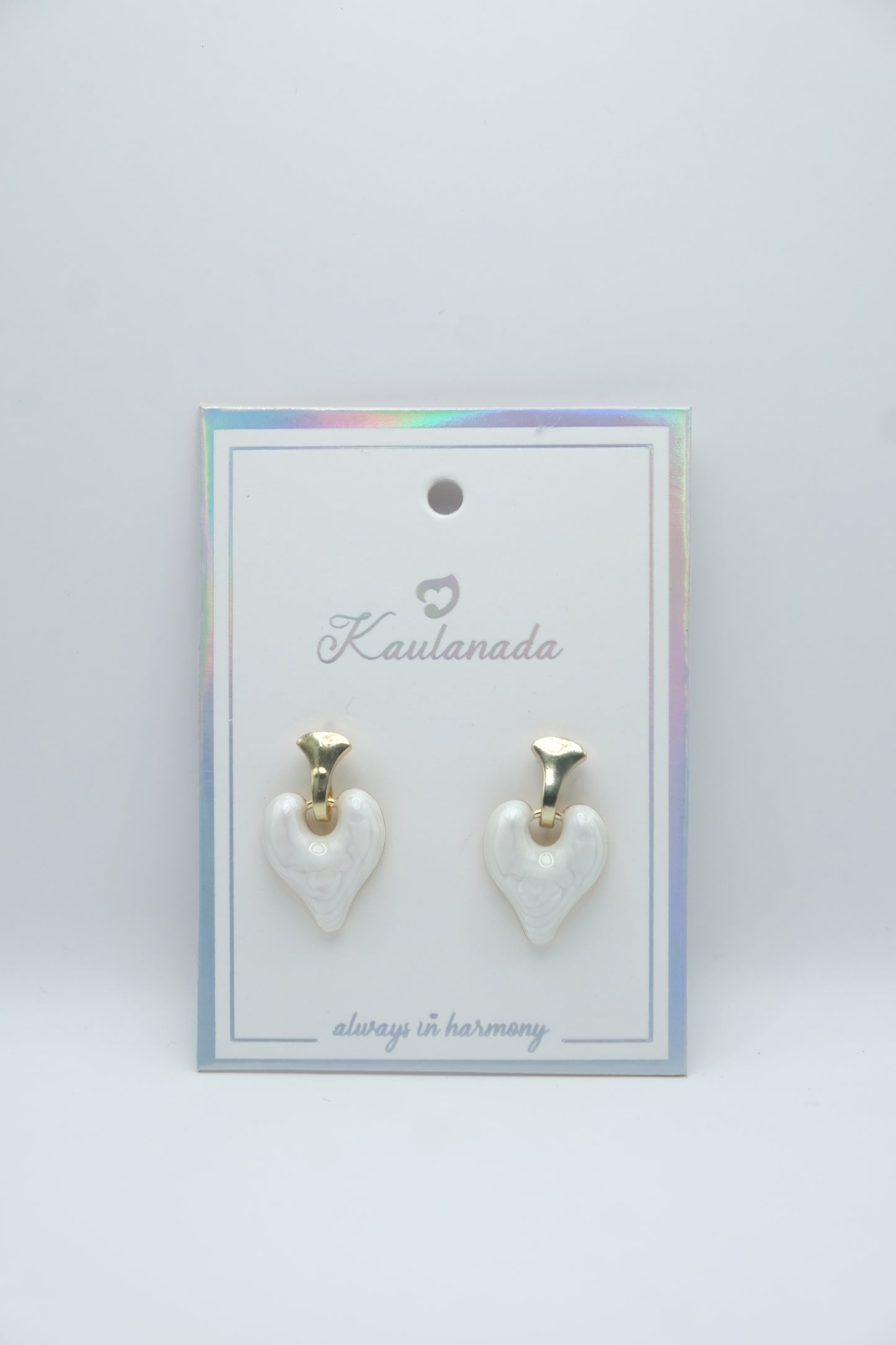 Gold Plated Drop Heart Earrings with Sterling Silver Posts | Anting Drop Gantung Wanita