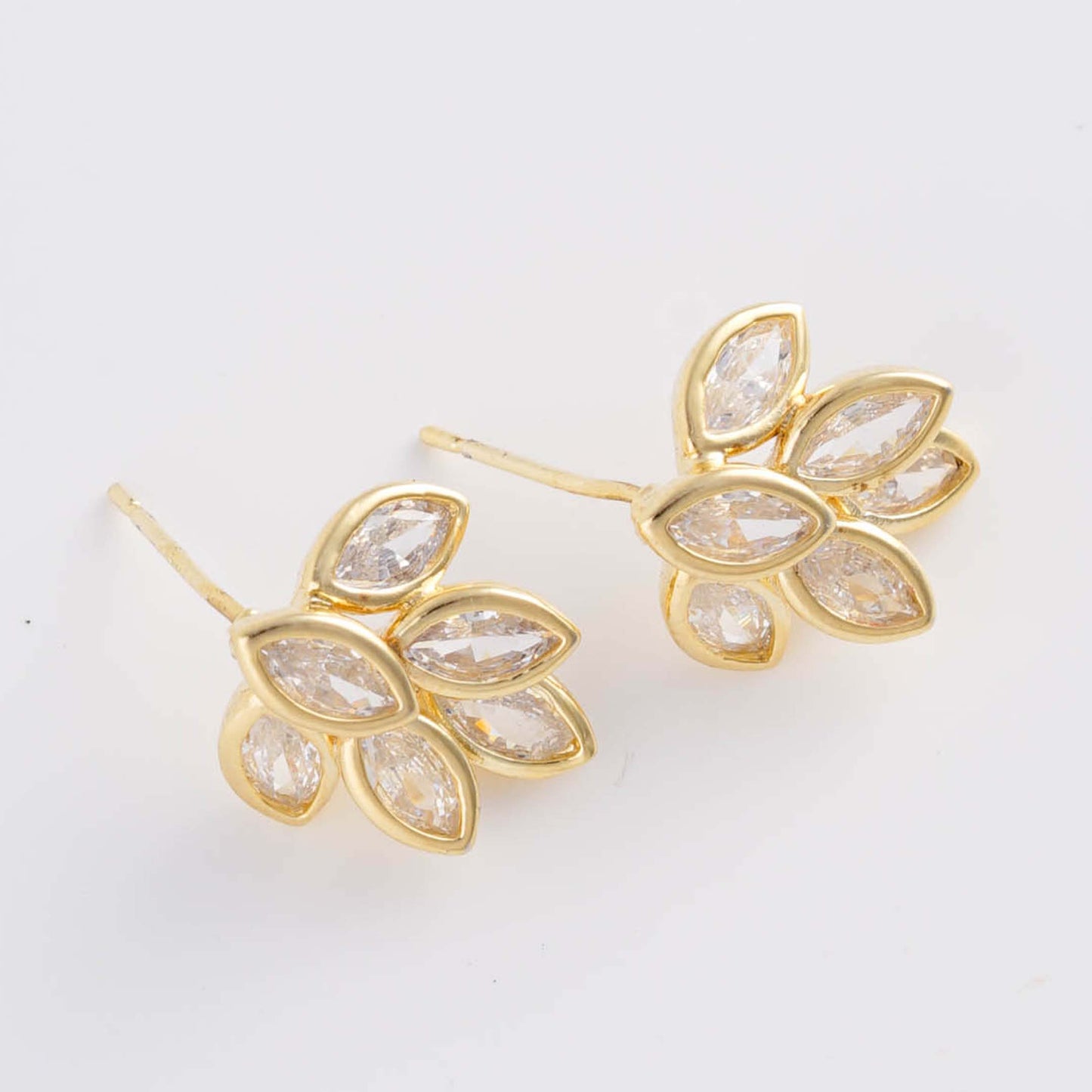 Gold Plated Leaf Stud Earrings with Sterling Silver Posts | Anting Stud Wanita