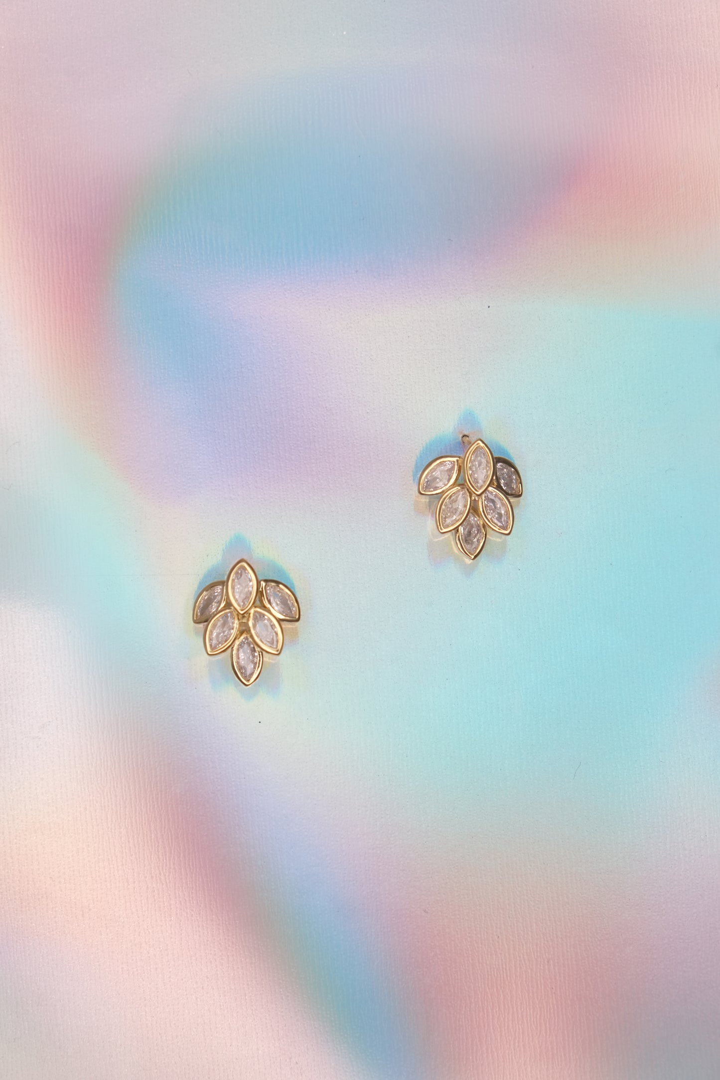 Gold Plated Leaf Stud Earrings with Sterling Silver Posts | Anting Stud Wanita