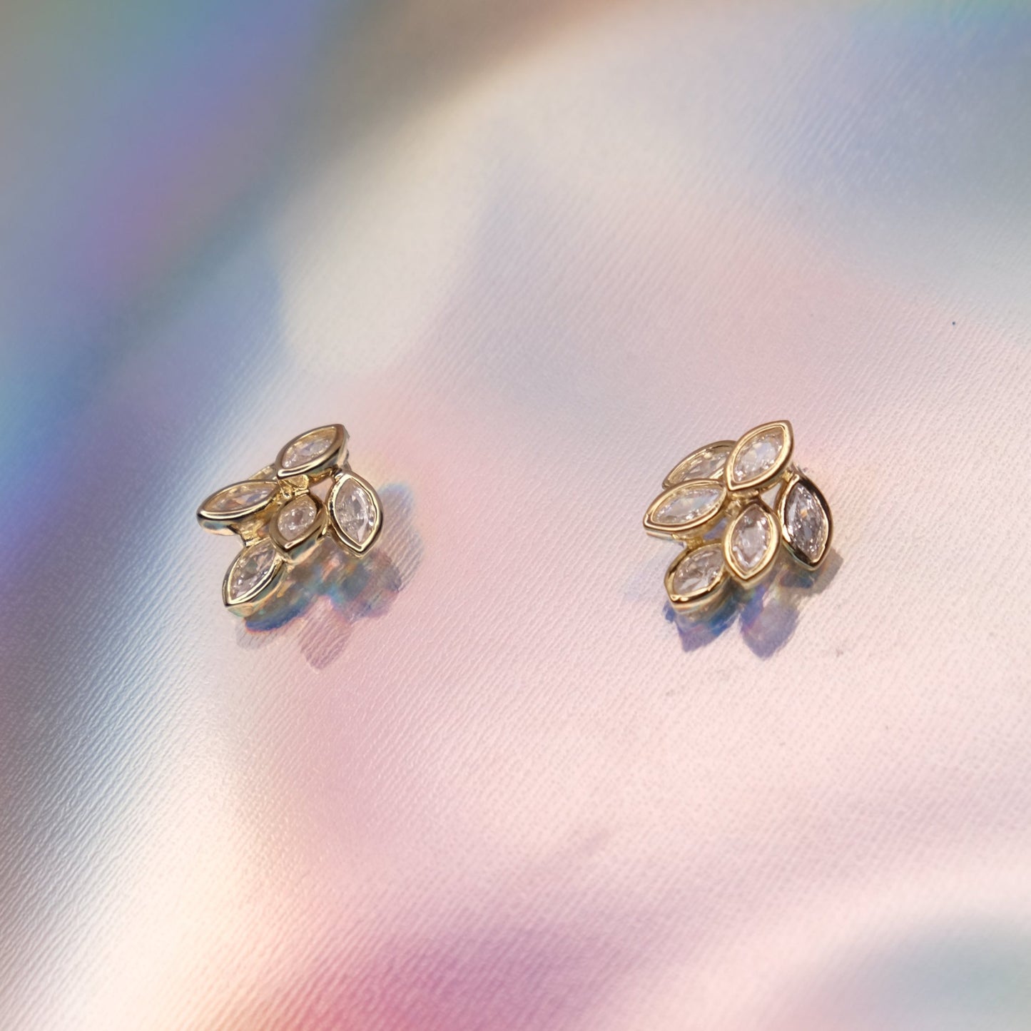 Gold Plated Leaf Stud Earrings with Sterling Silver Posts | Anting Stud Wanita