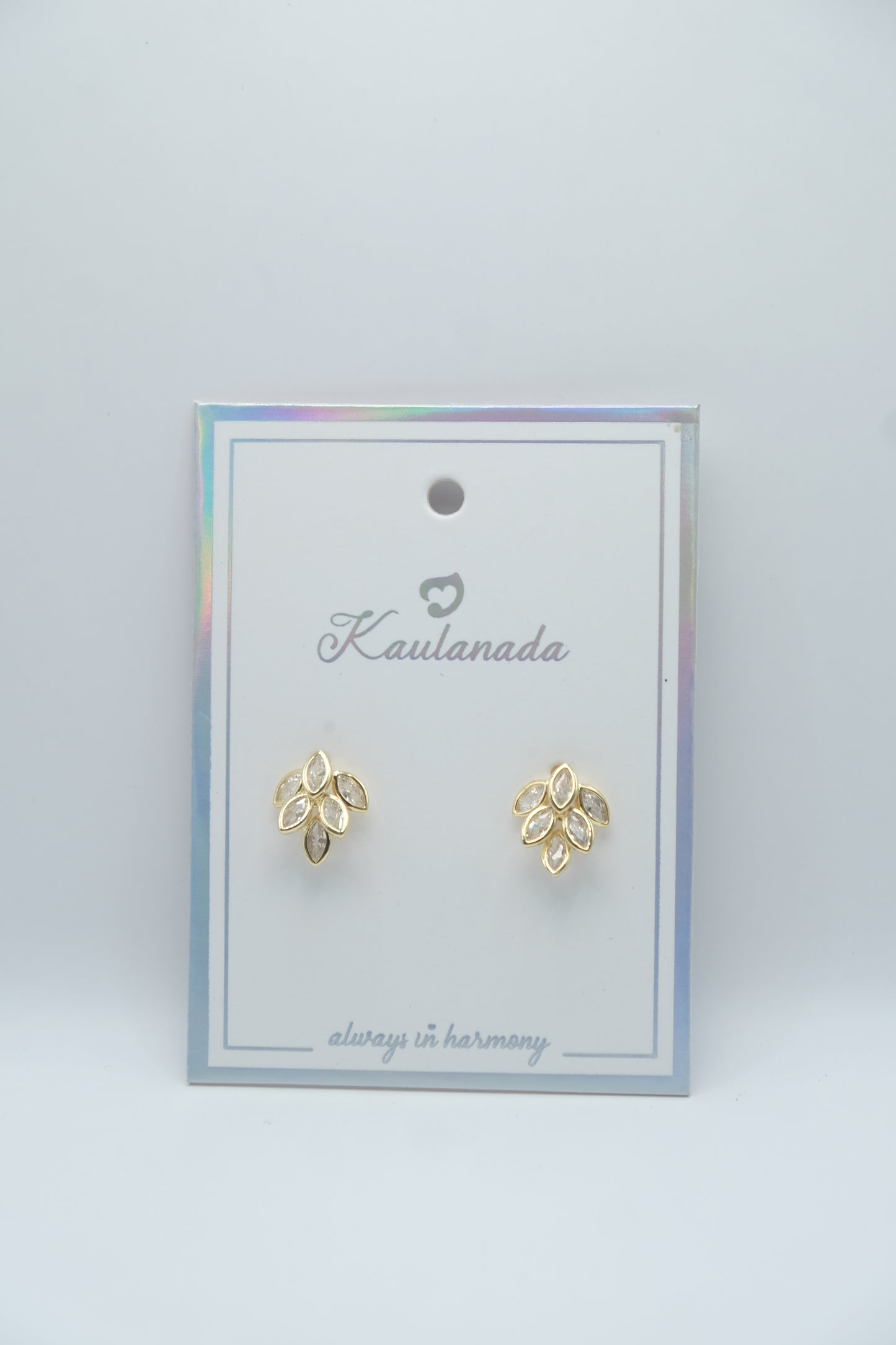 Gold Plated Leaf Stud Earrings with Sterling Silver Posts | Anting Stud Wanita