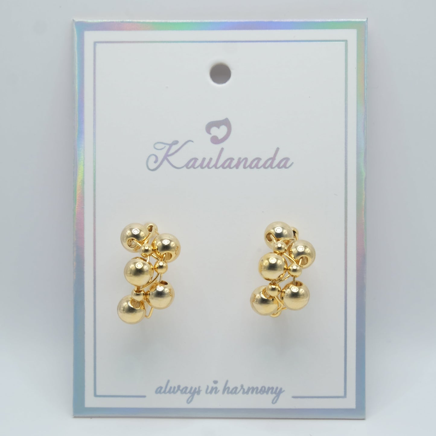 Golden Cluster Bead Drop Earrings - 18K Gold Plated - Sterling Silver Posts | Anting Drop Wanita