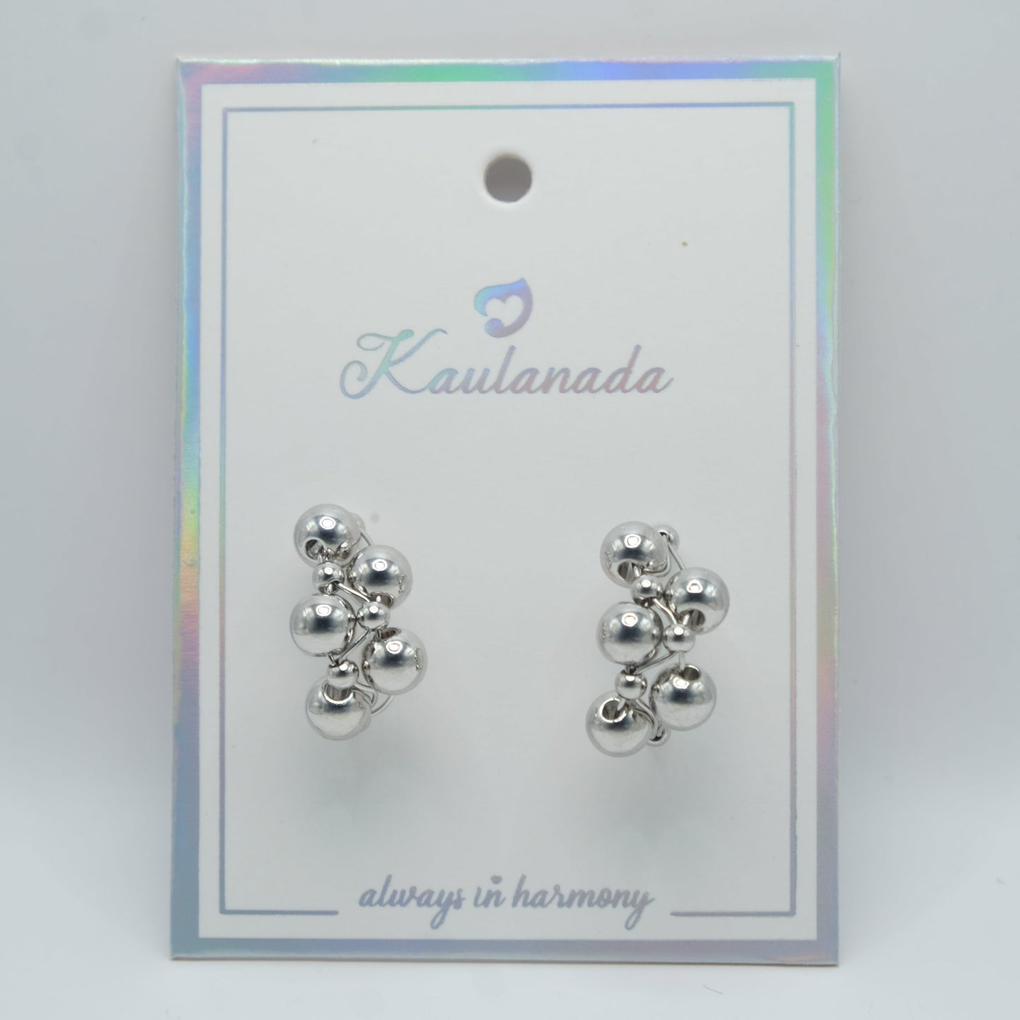 Silver Cluster Bead Drop Earrings - Silver Plated - Sterling Silver Posts with Elegant Design | Anting Drop Wanita