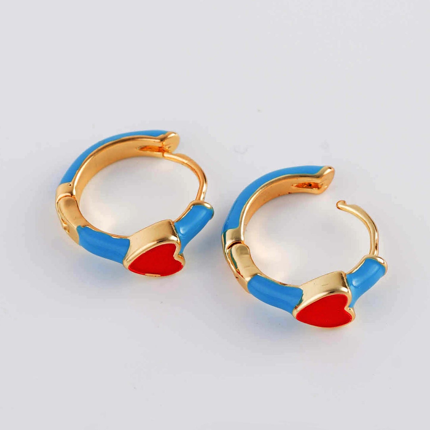 Colorful Enamel Hoop Earrings - Gold Plated with Sterling Silver Posts | Anting Hoop Wanita