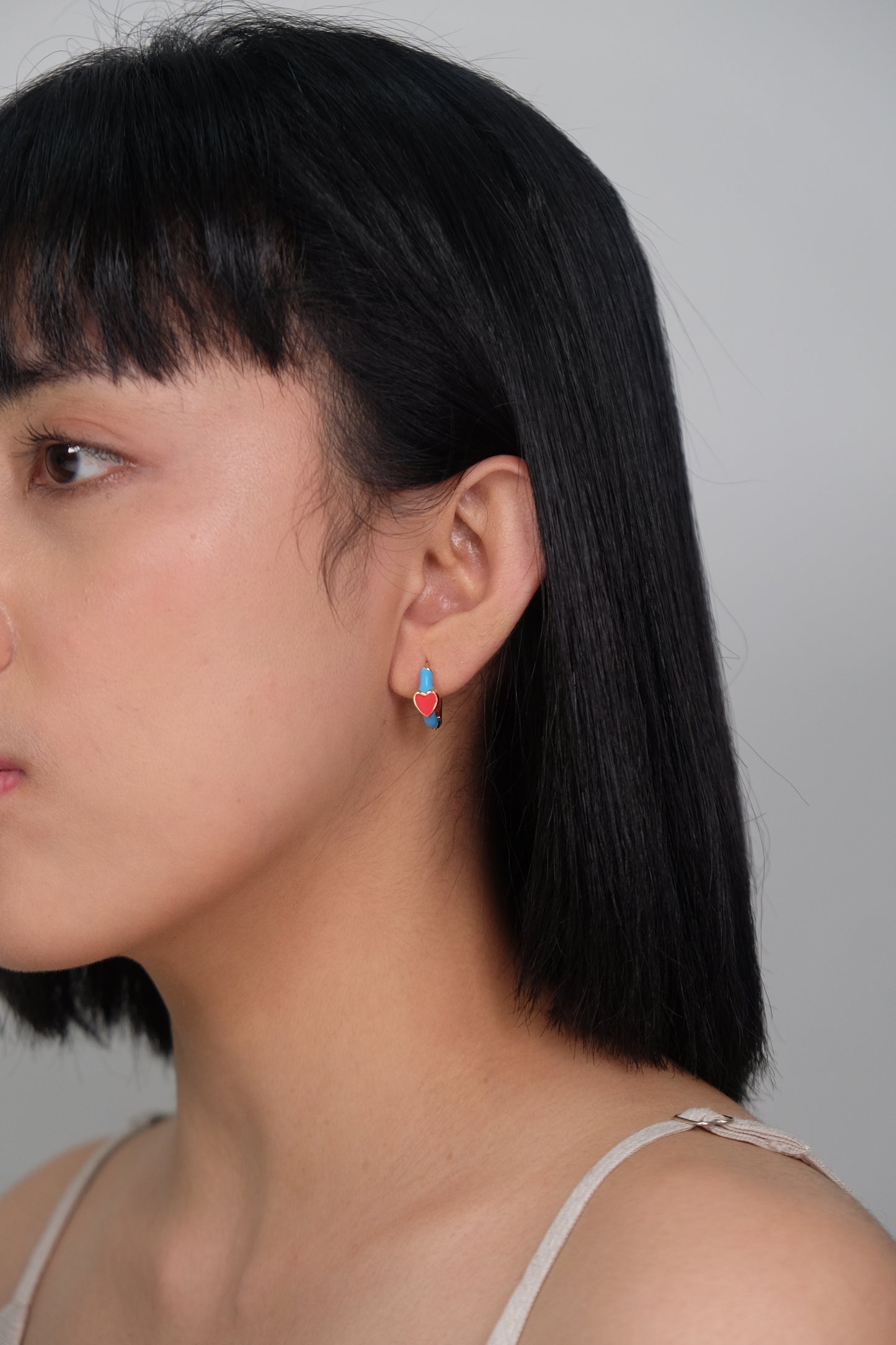 Colorful Enamel Hoop Earrings - Gold Plated with Sterling Silver Posts | Anting Hoop Wanita