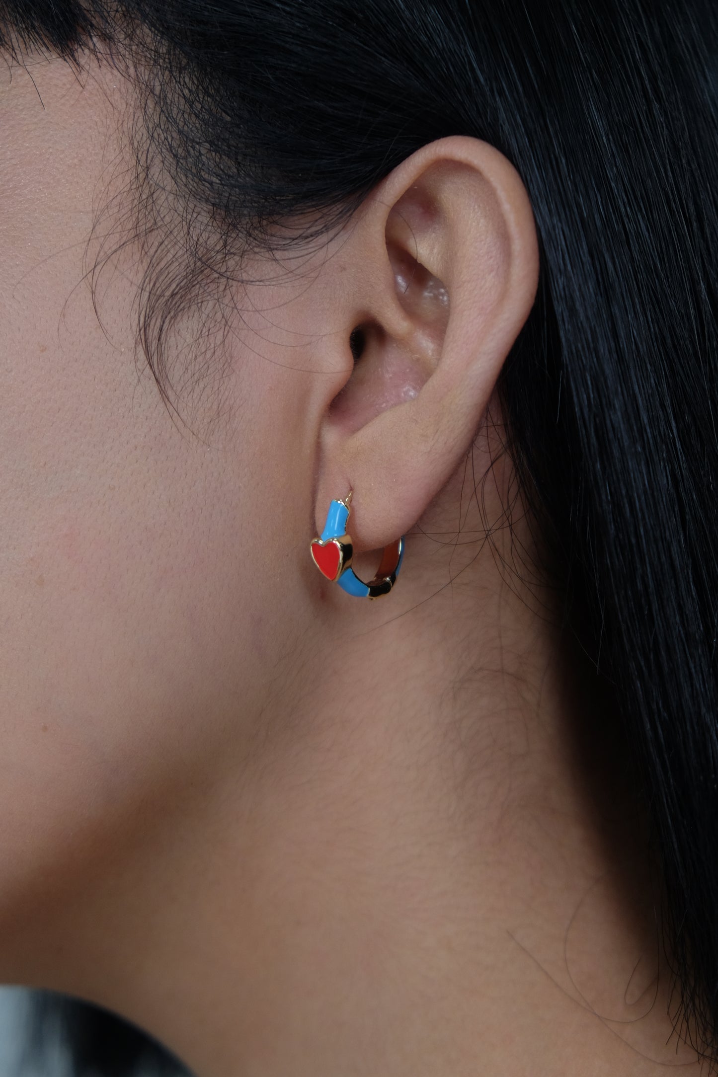 Colorful Enamel Hoop Earrings - Gold Plated with Sterling Silver Posts | Anting Hoop Wanita