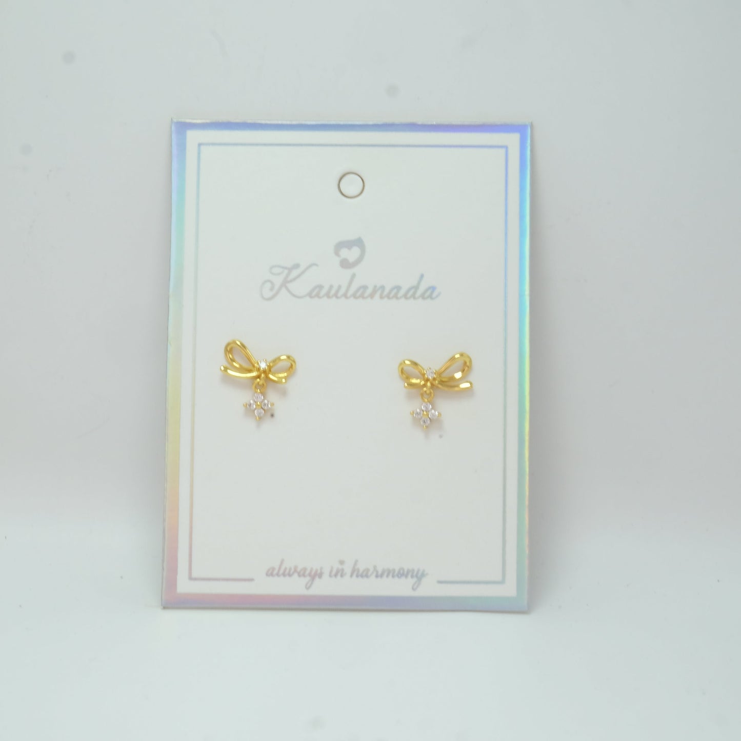 Sterling Silver Zircon Bow Knot Ear Studs with 925 Silver Sterling Posts | Anting Stud Wanita