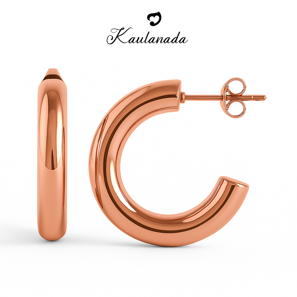 Kaulanada Anting Wanita Hoop Bulat Gold Plated - Anting Tusuk Elegan Trendi Simple untuk Tampilan Sehari-hari - Jarum Stainless Steel Nyaman - Pilihan Warna Gold/Silver/Rose Gold | Statement Earrings