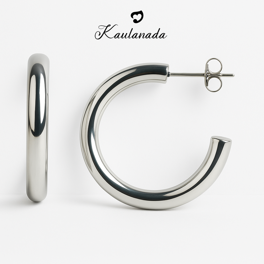 Kaulanada Anting Wanita Hoop Bulat Gold Plated - Anting Tusuk Elegan Trendi Simple untuk Tampilan Sehari-hari - Jarum Stainless Steel Nyaman - Pilihan Warna Gold/Silver/Rose Gold | Statement Earrings