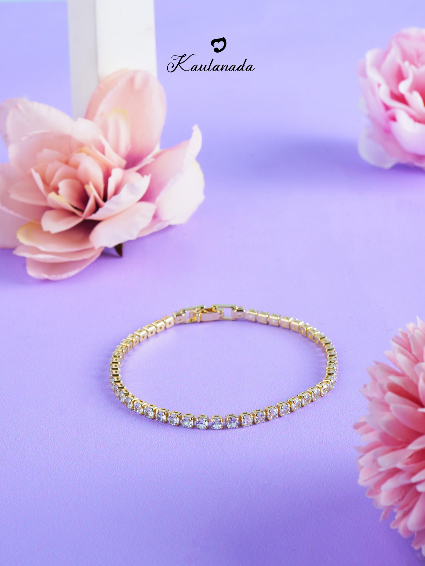 Kaulanada Gelang Wanita Tennis Bracelet Gold Plated 3mm Kristal Zircon | Gelang Emas, Silver, Rose Gold | Aksesoris Fashion Elegan Kekinian