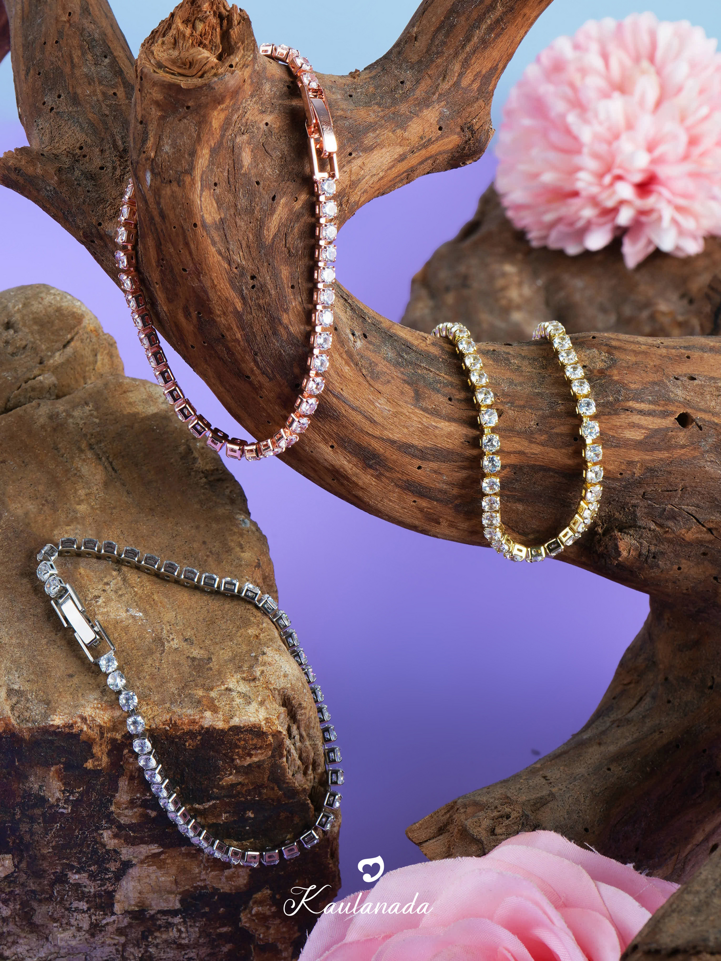 Kaulanada Gelang Wanita Tennis Bracelet Gold Plated 3mm Kristal Zircon | Gelang Emas, Silver, Rose Gold | Aksesoris Fashion Elegan Kekinian