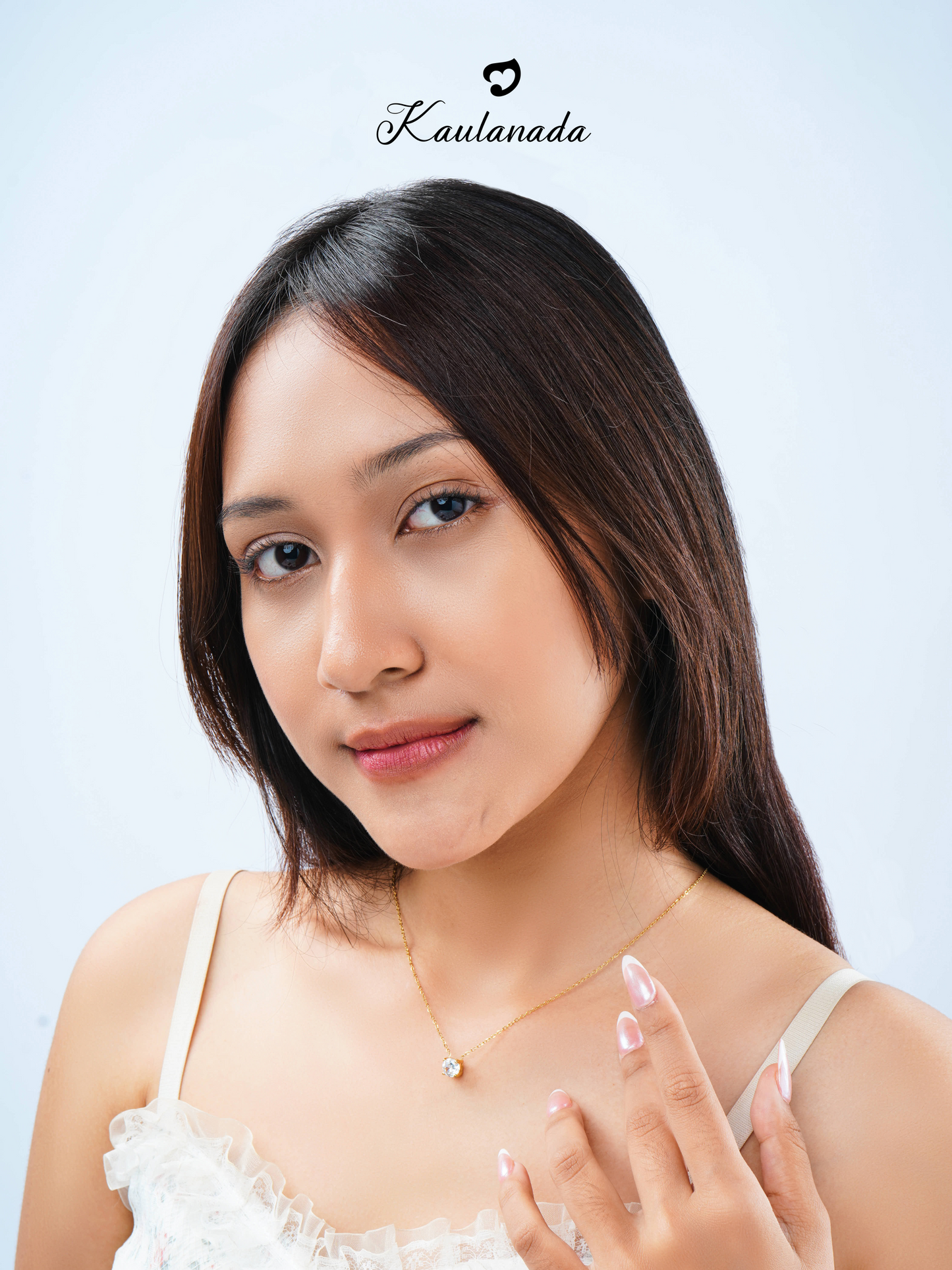 Kaulanada Kalung Wanita Zircon Solitaire (7mm) Emas Gold Plated | Pendant Necklace Simple Elegan | Gold / Silver / Rose Gold