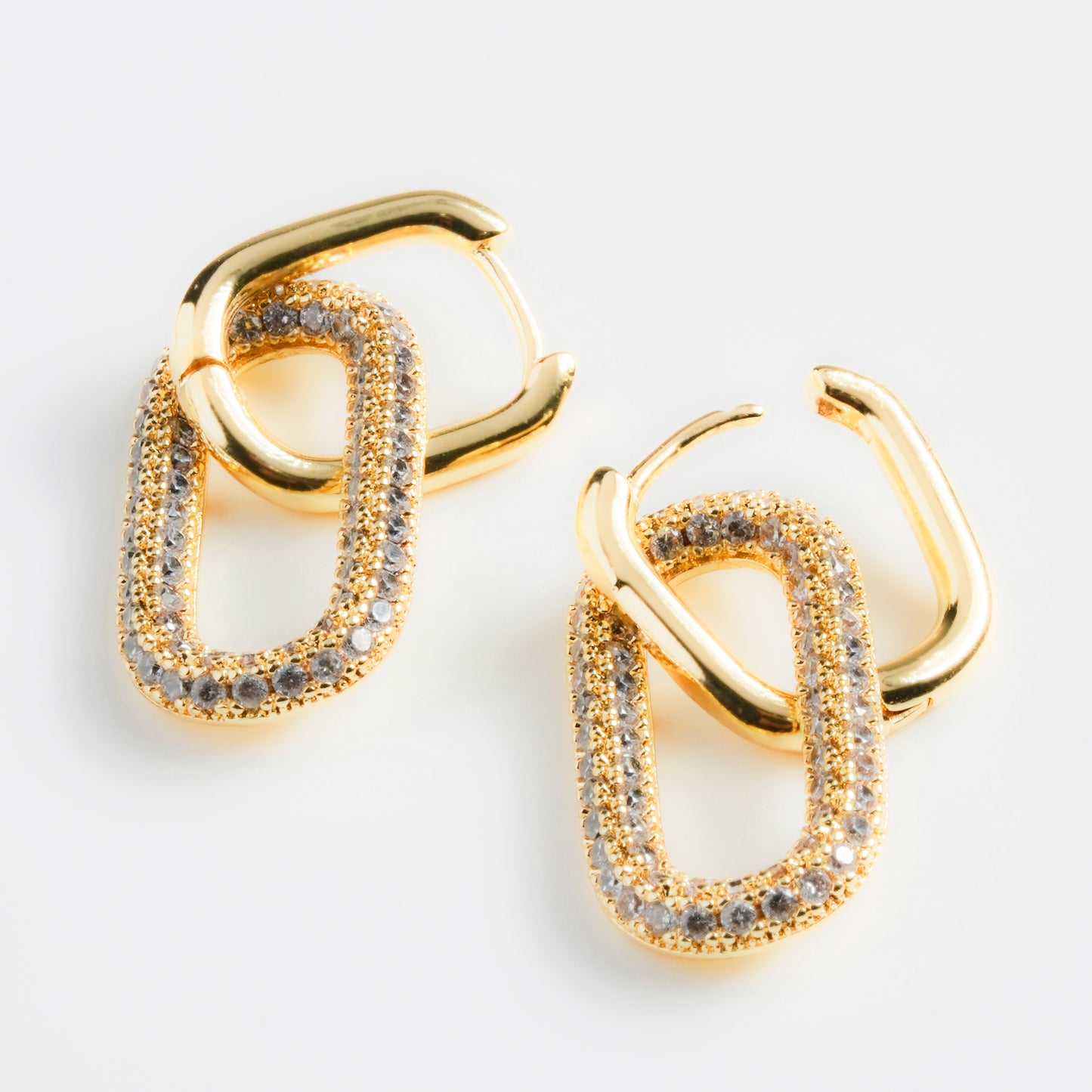 Luxurious Gold Plated Drop Earrings with Zircon Inlay - 925 Silver Ear Needle | Anting Drop Wanita